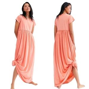 Free People! Orange Carissa Tee Maxi Dress